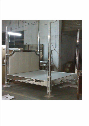 Mirrored Bed 4 Posts, Antique Traditional Style