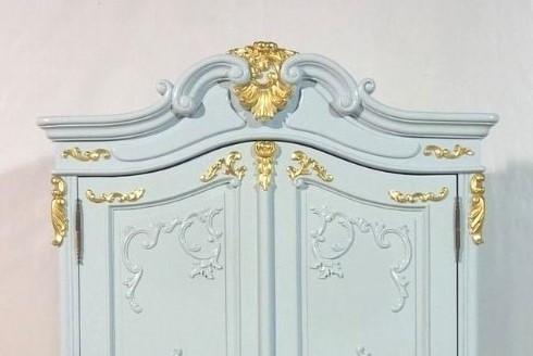 Chateau De Versailles Bedroom Set 3 Pieces, French Blue and Gold