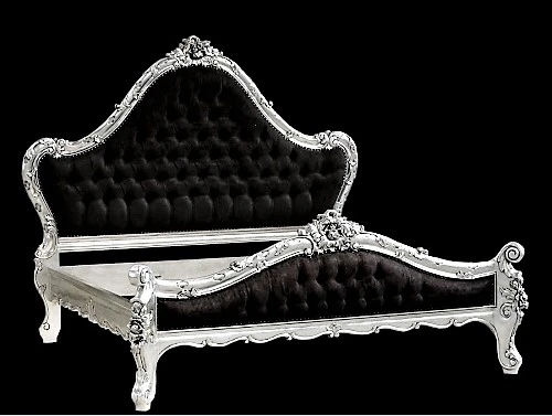 French Tufted Bed, Upholstered Bed Silver And Black