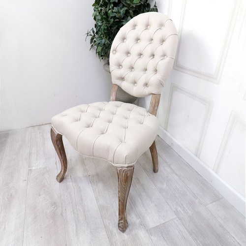 French Tufted Rustic Dining Chair