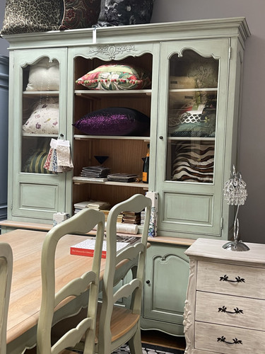 French Country Kitchen, Turquoise 3 door French Dresser