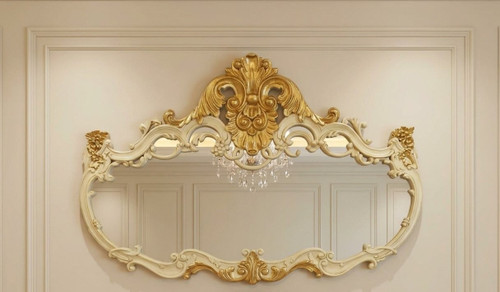 Rococo Wall Mirror, Ivory and Gold