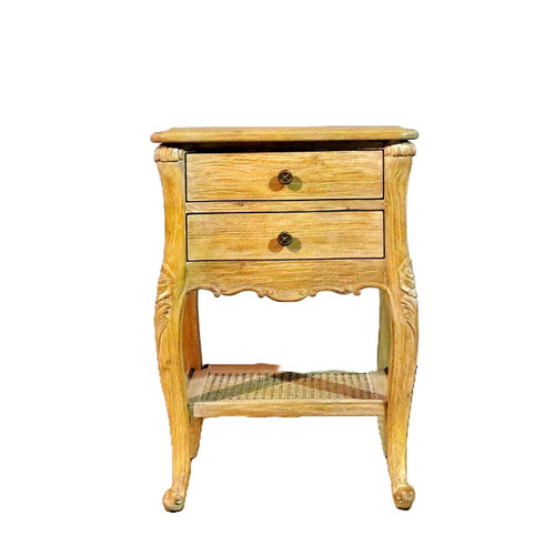 Chateau Limewashed Bedside, Louis XVI Style