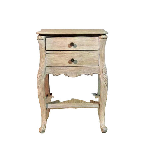 Chateau Whitewashed Bedside, Louis XVI Style