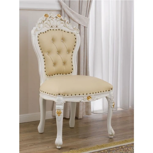 BAROQUE DINING TABLE SET WHITE AND GOLD