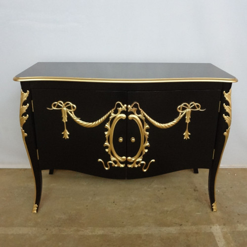  Rope and Tassel Sideboard, Black and Gold