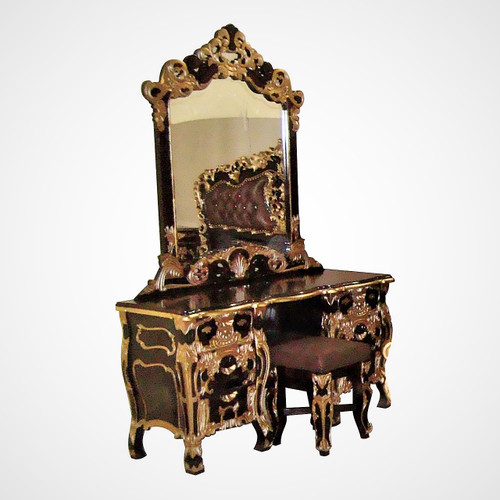 Rococo Carved Upholstered Bed