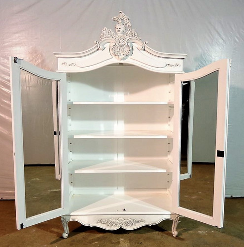 Marie Antoinette Armoire with Mirror, Antique White