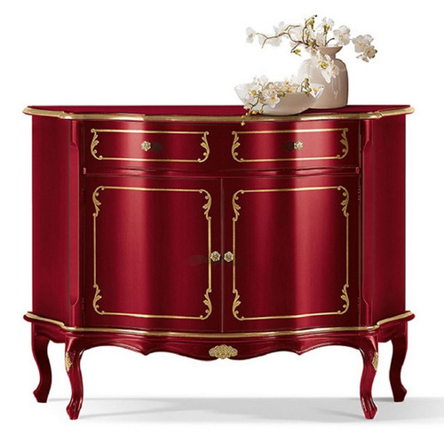 Luxury Baroque Bedside, Red and Gold