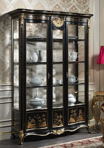 Chinese Black lacquer Display Cabinet