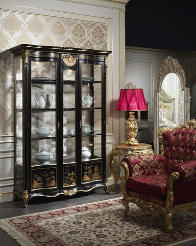 Chinese Black lacquer Display Cabinet