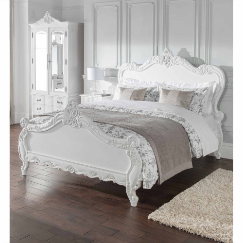 Provincial Carved Bedroom Set, Antique White