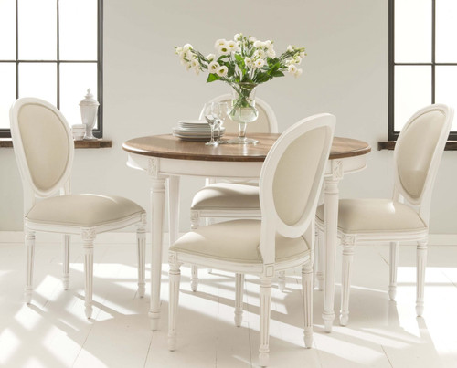 Round Antique Dining Table and Chair Set