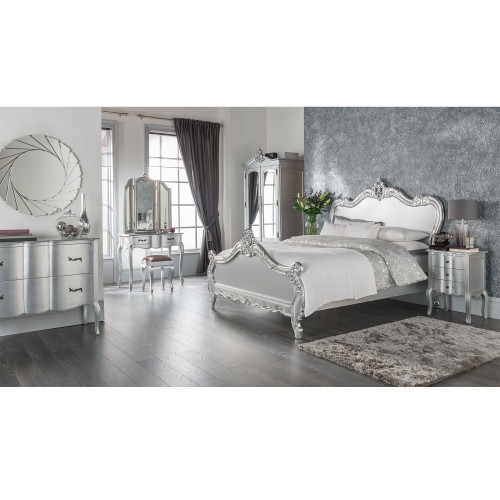 Provincial Carved Bedroom Set, Silver
