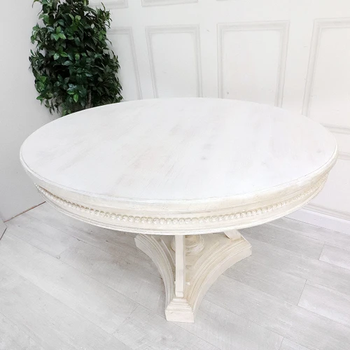 JANELLE ROUND DINING TABLE SET, WHITEWASH