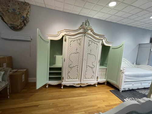 Marie Antoinette Armoire White, Green And Gold