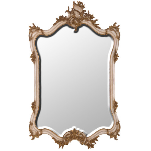 FRENCH MIRROR Antiqued Crackle-Patina White and Gold CHOOSE OPTION A