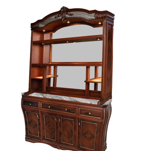 MAHOHANY AND GOLD HUTCH BAR BACK