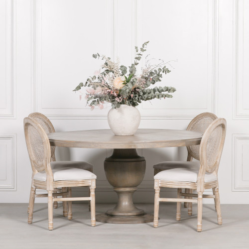 LYON RUSTIC ROUND LARGE DINING TABLE SET