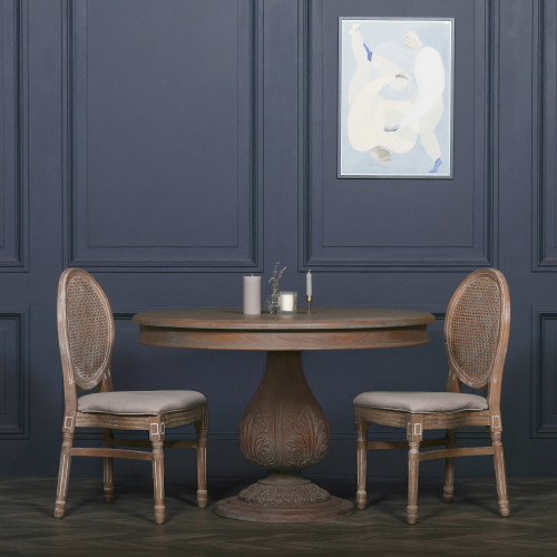 LYON ACORN RUSTIC ROUND LARGE DINING TABLE SET