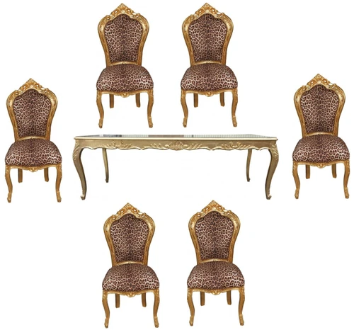 French Dining set gold leaf with brown glaze