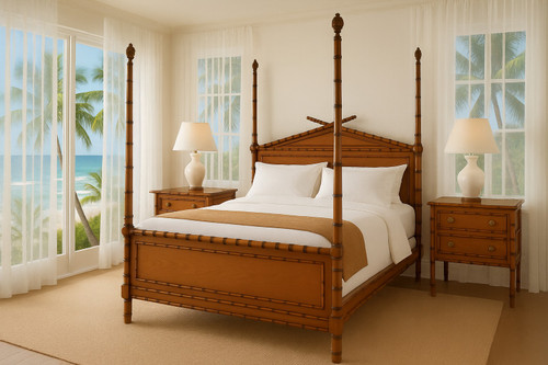 FOUR POSTER BED, BAMBOO STYLE