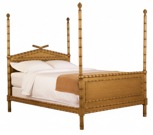 FOUR POSTER BAMBOO BED, GOLD