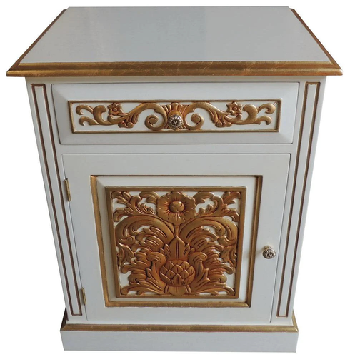 GOTHIC WHITE AND ANTIQUE GOLD BEDSIDE