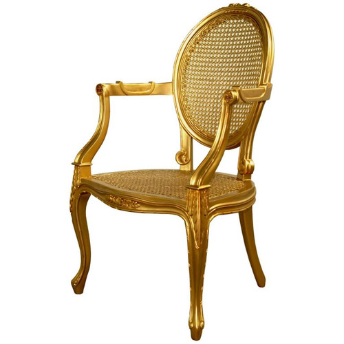 LOUIS XV RATTAN CHAIR, GOLD