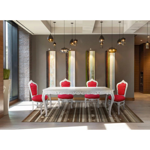 MARSEILLE BAROQUE DINING SET SILVER LEAF