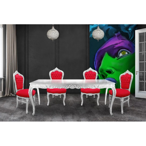 MARSEILLE BAROQUE DINING SET SILVER LEAF