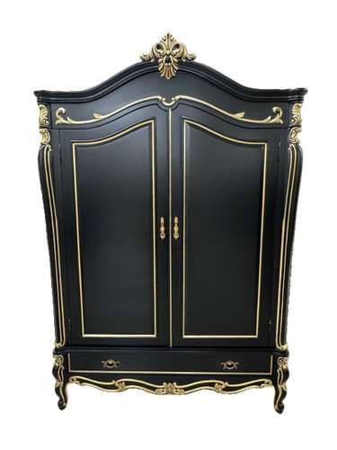 ROCOCO ARMOIRE, BLACK AND GOLD