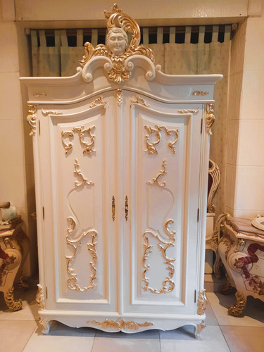 Marie Antoinette Armoire, Ivory and Gold