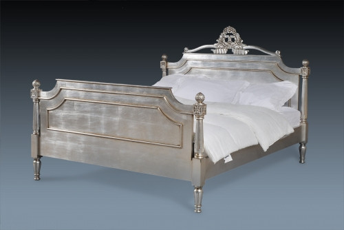 Silver French Platform Bed, Chanel Panel Bed