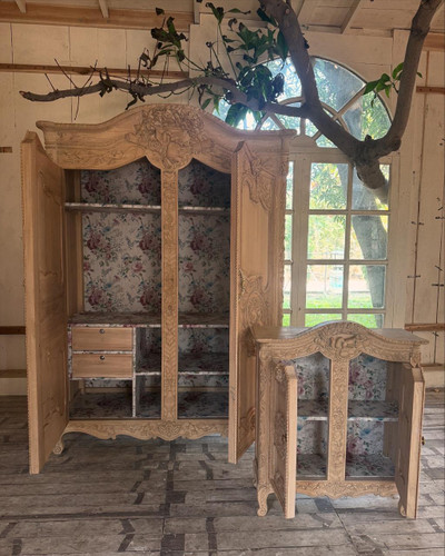 FRENCH ARMOIRE WARDROBE NATURAL FINISH