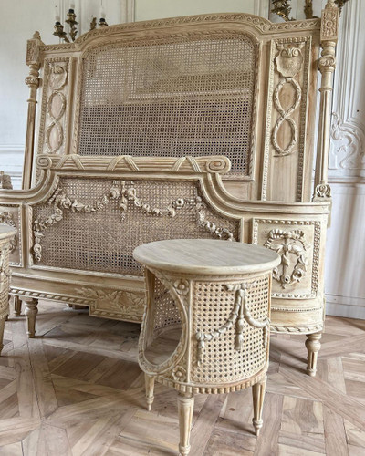 BORDEAUX LOUIS XVI RATTAN BEDSIDE TABLE