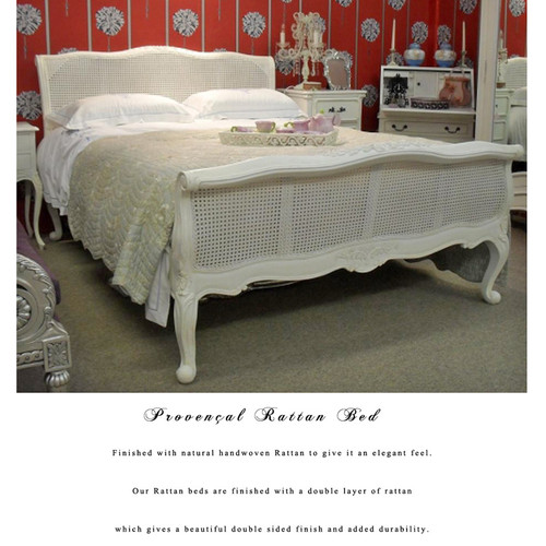 Provincial Louis XV rattan bed Queen Size