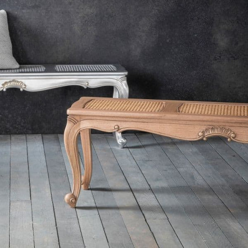 WEATHERED FINISH CHIC RATTAN BENCH