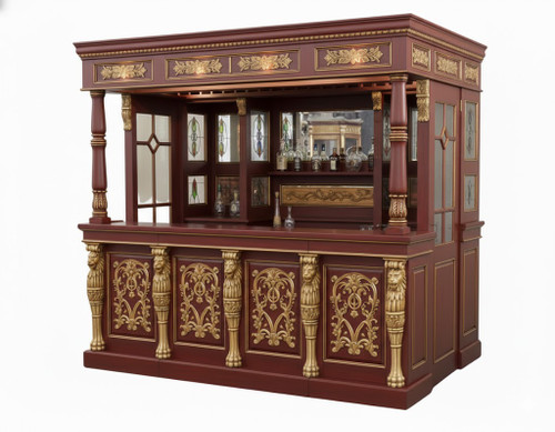 THE RED LION CANOPY HOME PUB BAR, RED WINE AND GOLD