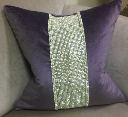 Luxury Throw Pillow,  PAIR Belgravia Diamante Velvet Bling
