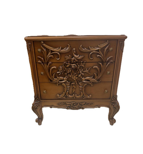 FRENCH BEDSIDE TABLE ANTIQUE WALNUT