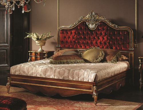 Luxury Baroque Bordeaux Tufted Bedroom Set