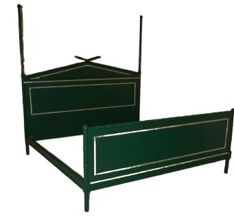 Bamboo Style Bed With 2 Posts Green and Gold