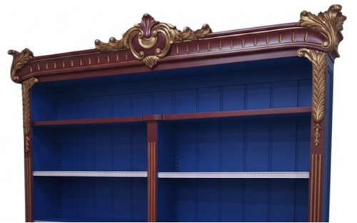 CHATEAU DE VERSAILLES BAROQUE WIDE BOOKCASE BURGUNDY BLUE AND GOLD