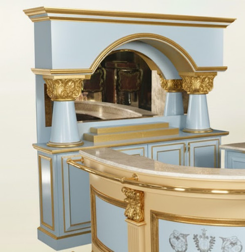 HORSESHOE COCKTAIL BAR BLUE CREAM AND GOLD