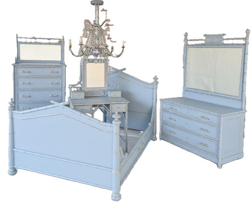 Light Blue Bamboo Estate 4-Piece Bedroom Set
