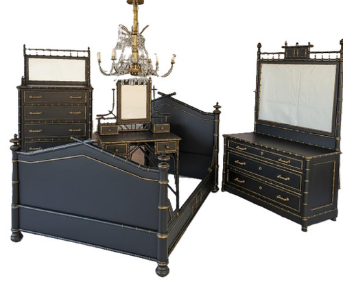 Black and Gold Bamboo Estate 4-Piece Bedroom Set