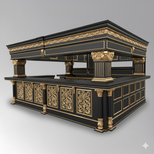 BLACK AND GOLD VICTORIAN GOTHIC CANOPY PUB BAR