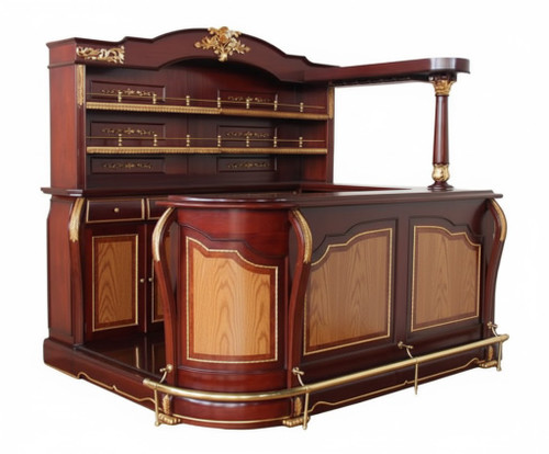 PUB BAR MAHOGANY OAK AND GOLD