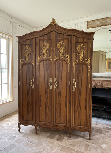 Tigerwood veneer and gold ARMOIRE